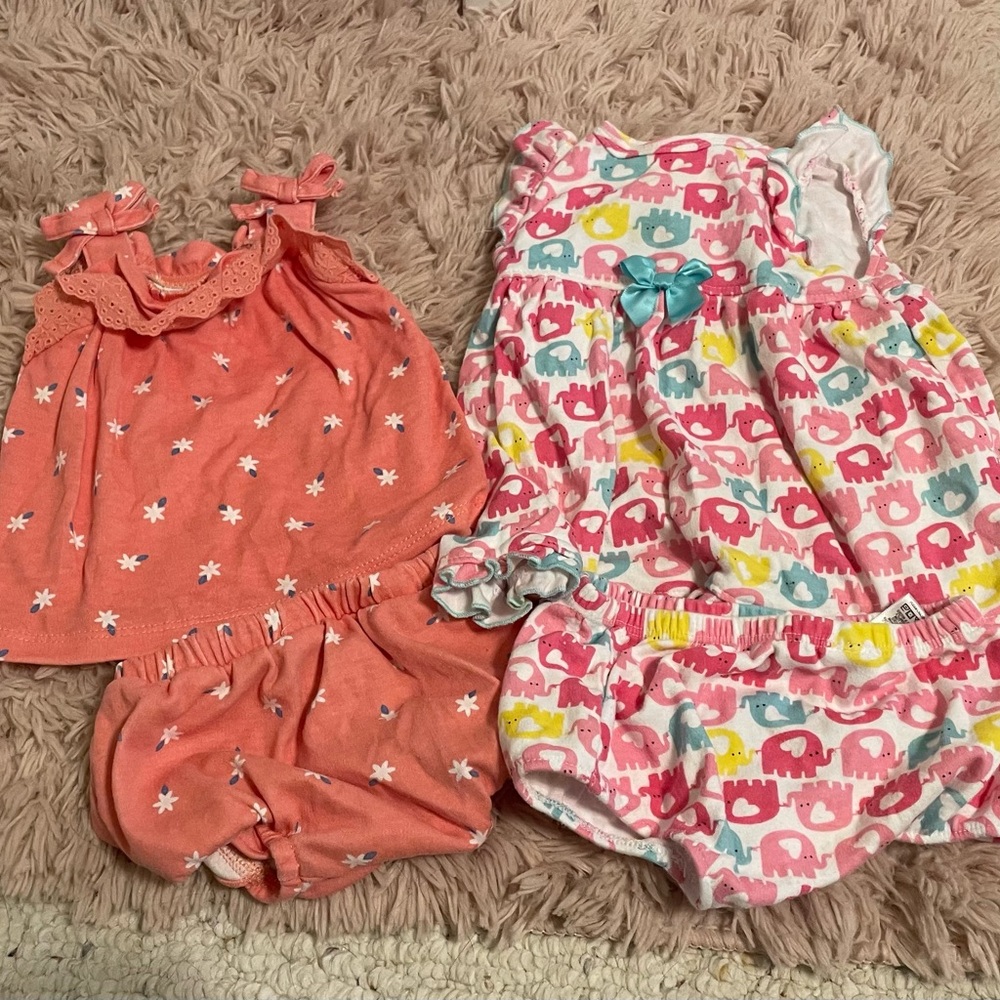 Set of 2 Baby Girl Sleeveless Top & Bloomer Outfits | Size 3-6 months